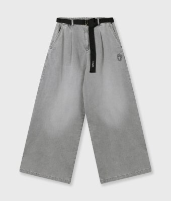 N.Y.A. | 10Days Hose mit weitem Bein grau denim mit Gürtel S