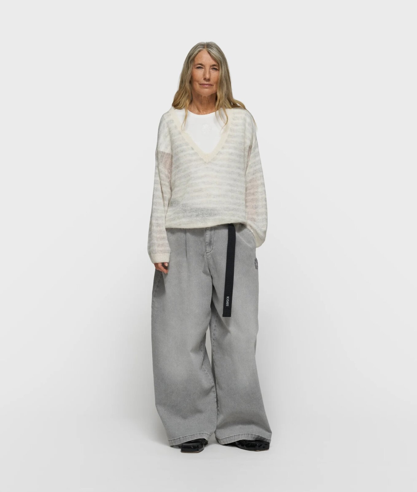 N.Y.A. | 10Days Hose mit weitem Bein grau denim mit Gürtel XS