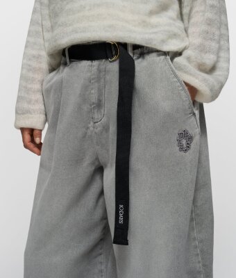 N.Y.A. | 10Days Hose mit weitem Bein grau denim mit Gürtel XS