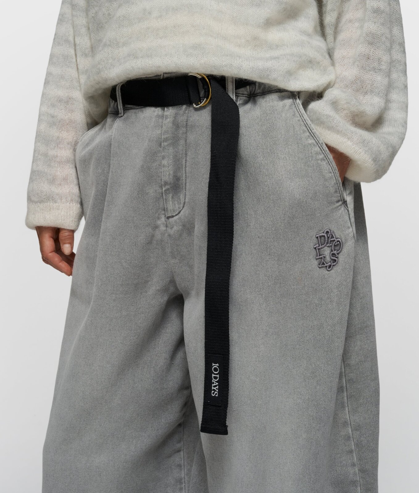 N.Y.A. | 10Days Hose mit weitem Bein grau denim mit Gürtel XSS