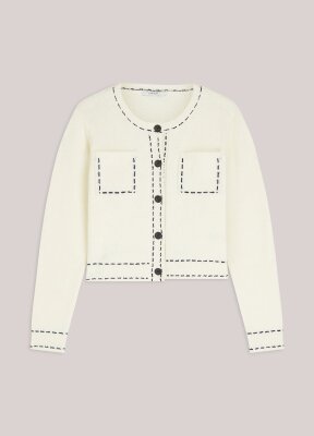 N.Y.A. | Summum Kurze Strickjacke Ecru S