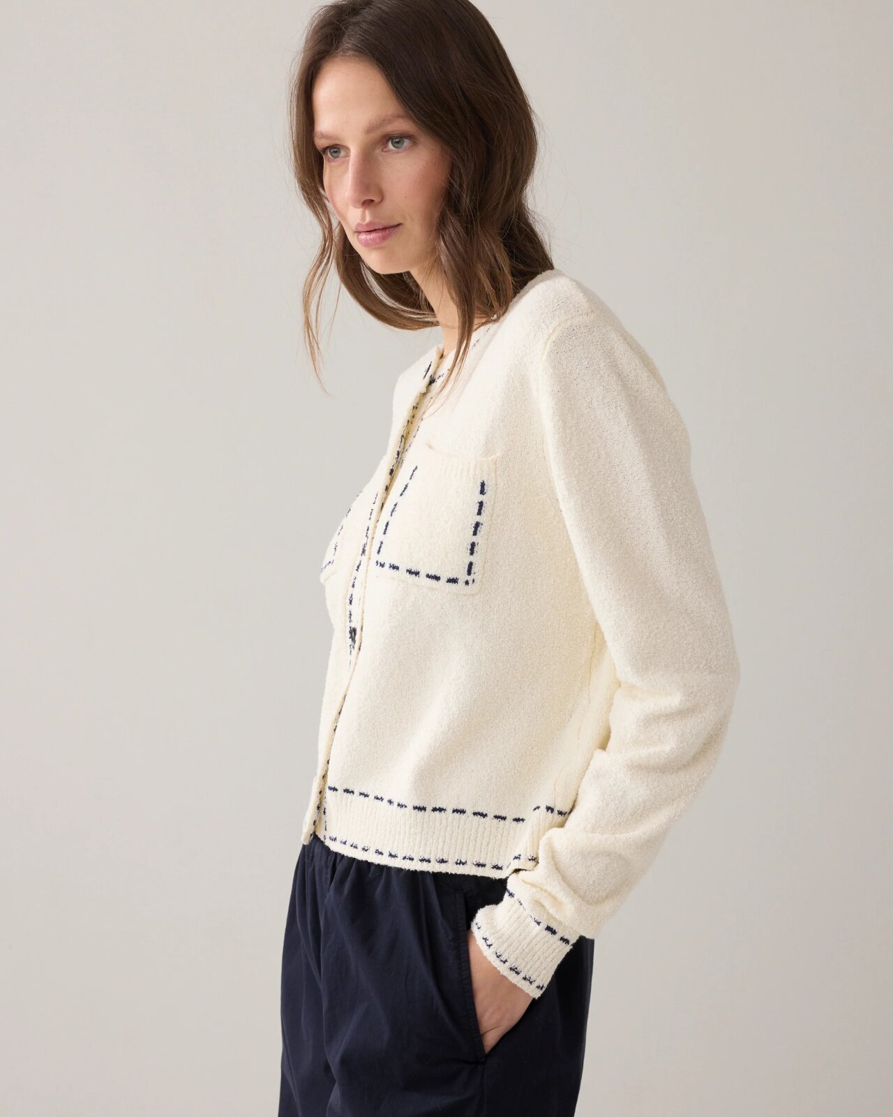 N.Y.A. | Summum Kurze Strickjacke Ecru XL