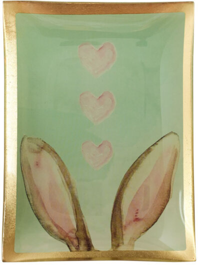 GIFTY Glasteller eckig M / Hasenohren - hellgrün ca. 10x0,8x14,2cm