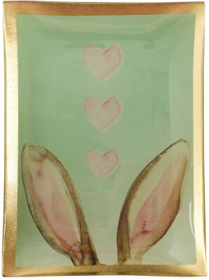 GIFTY Glasteller eckig M / Hasenohren - hellgrün ca....