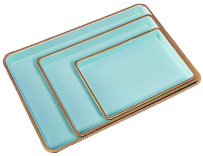 WV 3-teiliges Tablett-Set Türkis mit goldener Umrandung