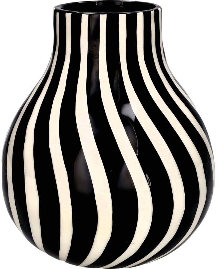 GIFTY Vase Blumenvase gestreift schwarz weiß ca. 16,8x16,8x19,6cm