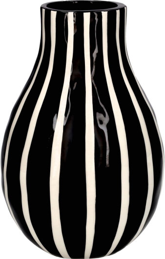GIFTY Vase Blumenvase gestreift schwarz weiß groß ca. 15,6x15,6x23,4cm