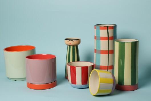 EJA Blumentopf groß rosa grün orange 18xø18cm