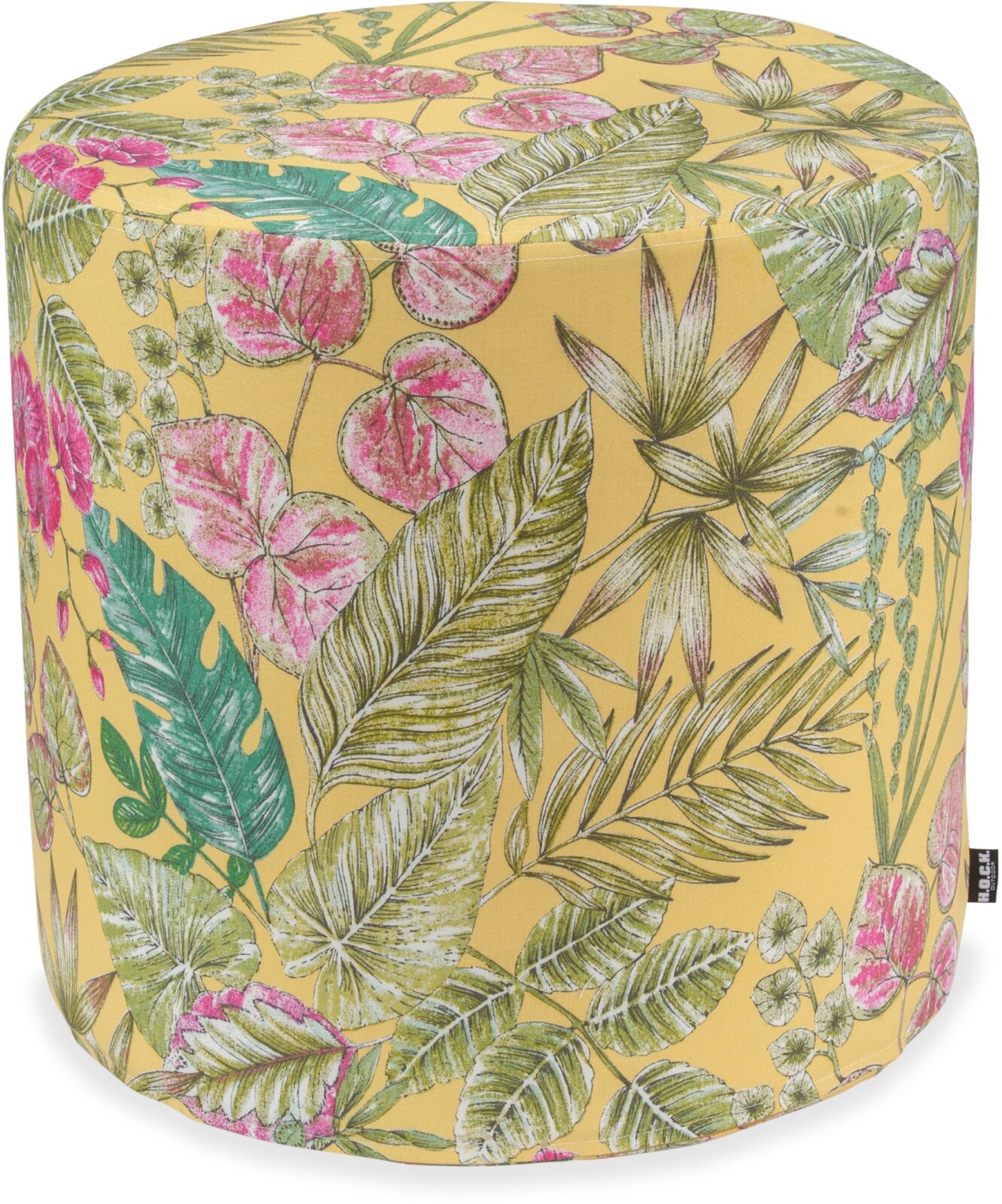 H.O.C.K. Eliza-Bouquet Outdoor Hocker Pouf rund ø45x45cm gelb Blumen-Motiv