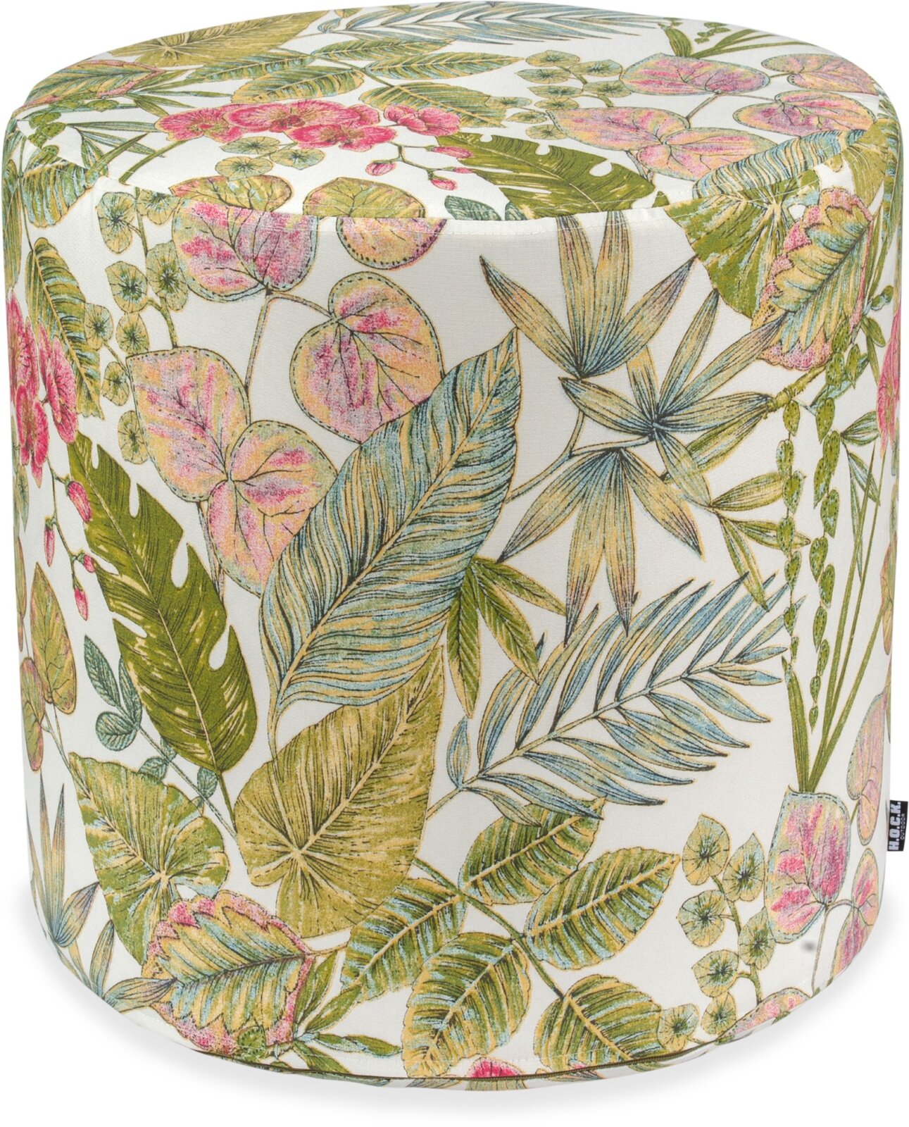 H.O.C.K. Eliza-Bouquet Outdoor Hocker Pouf rund ø45x45cm green-berry floral