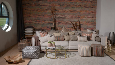 H.O.C.K. Zircono Hocker Cube eckig 45x45x45cm taupe Zickzack