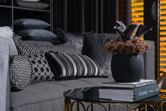 H.O.C.K. Zircono Hocker Cube eckig 45x45x45cm schwarz Zickzack