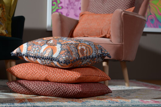 H.O.C.K. Zircono Hocker Cube eckig 45x45x45cm orange Zickzack