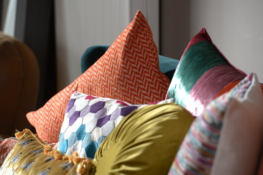 H.O.C.K. Zircono Hocker Cube eckig 45x45x45cm orange Zickzack