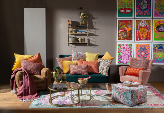 H.O.C.K. Zircono Hocker Cube eckig 45x45x45cm orange Zickzack