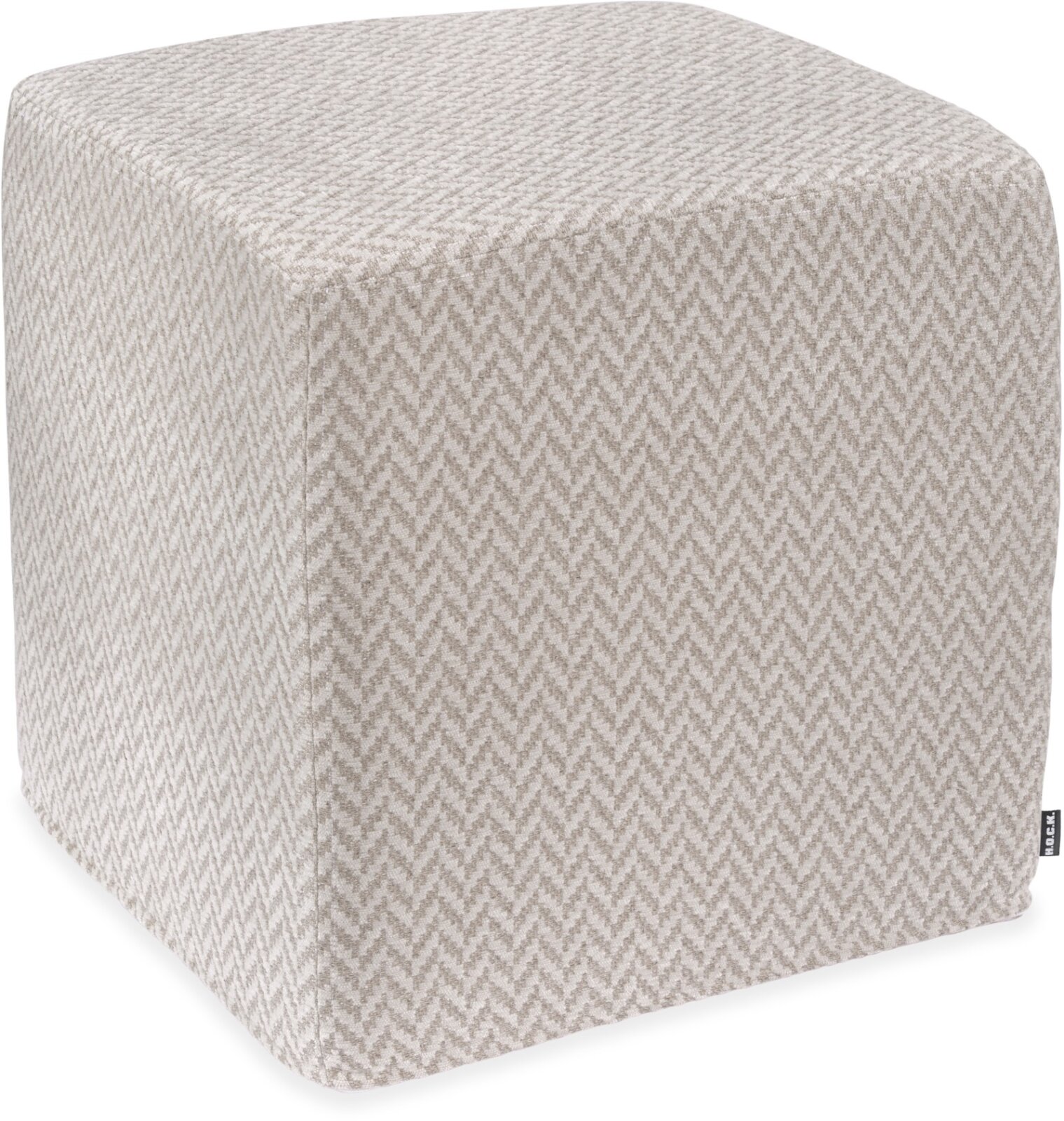 H.O.C.K. Zircono Hocker Cube eckig 45x45x45cm natur - ecru Zickzack