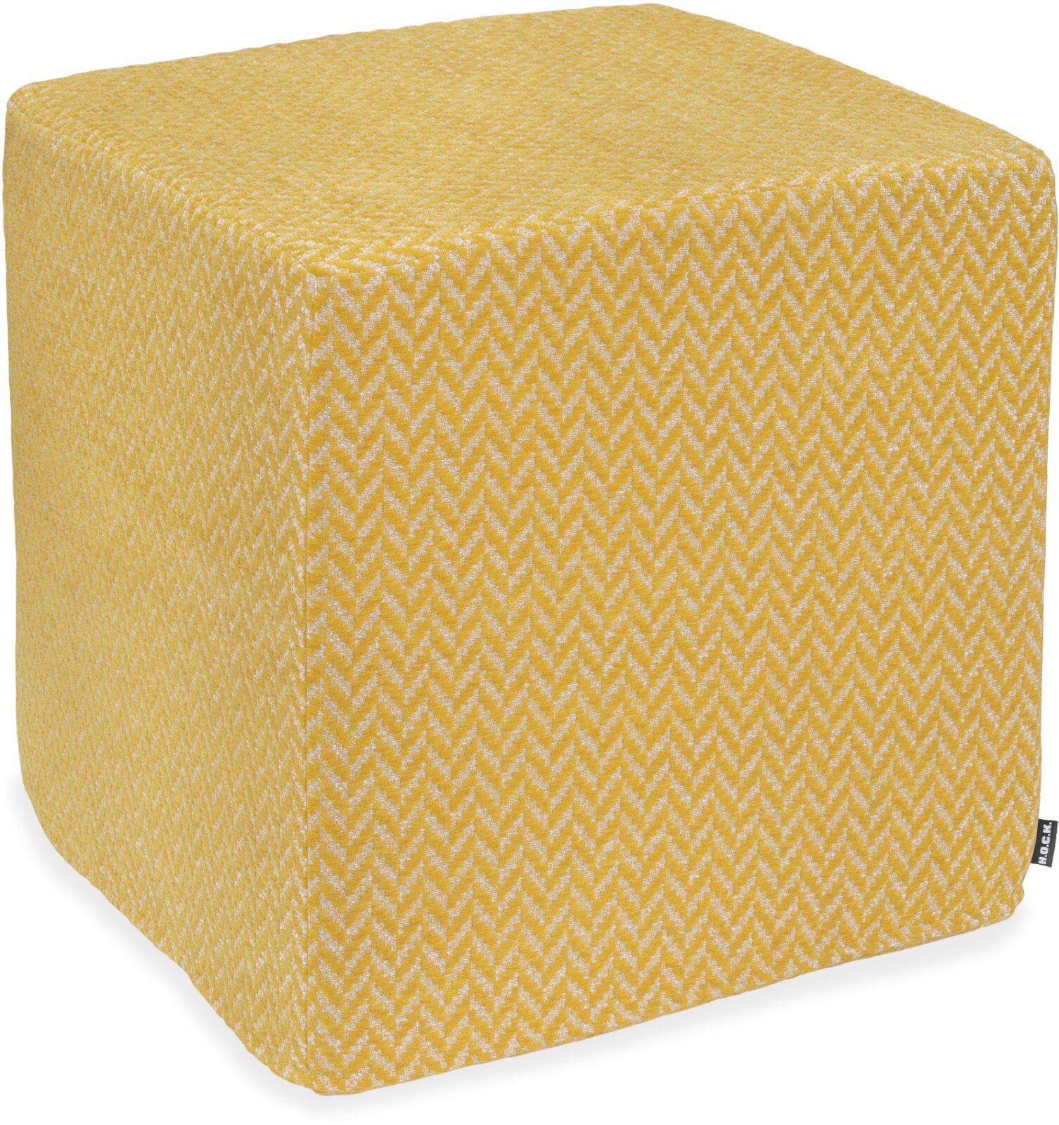 H.O.C.K. Zircono Hocker Cube eckig 45x45x45cm gelb - lime Zickzack