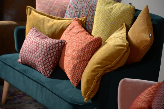 H.O.C.K. Zircono Hocker Cube eckig 45x45x45cm gelb - lime Zickzack