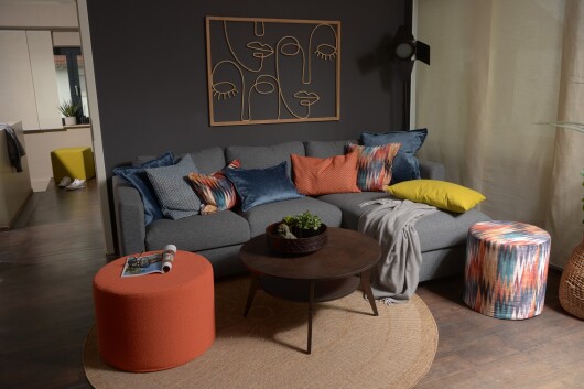 H.O.C.K. Zircono Hocker Cube eckig 45x45x45cm blau Zickzack