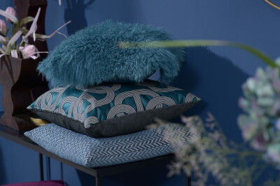 H.O.C.K. Zircono Hocker Cube eckig 45x45x45cm blau Zickzack