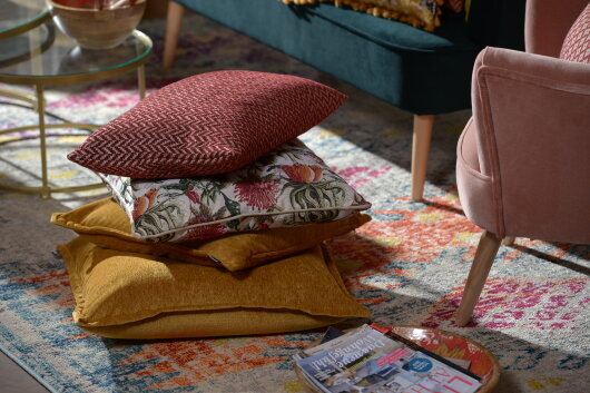 H.O.C.K. Zircono Hocker Cube eckig 45x45x45cm bordeaux dunkelrot Zickzack