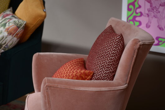 H.O.C.K. Zircono Hocker Cube eckig 45x45x45cm bordeaux dunkelrot Zickzack