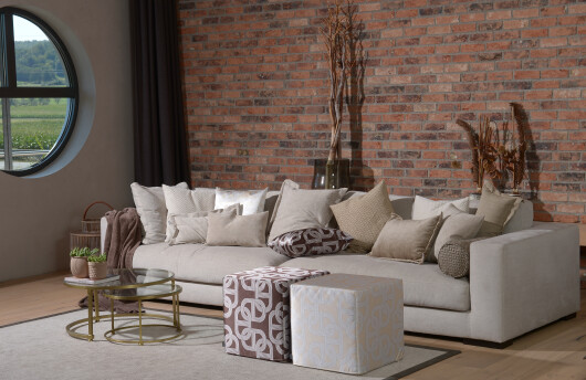 H.O.C.K. Zircono Hocker Cube eckig 45x45x45cm beige Zickzack