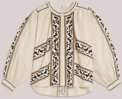 N.Y.A. | Summum Bestickte Bluse crispy Baumwolle creme beige M