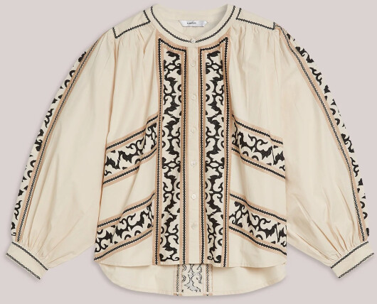 N.Y.A. | Summum Bestickte Bluse crispy Baumwolle creme beige S