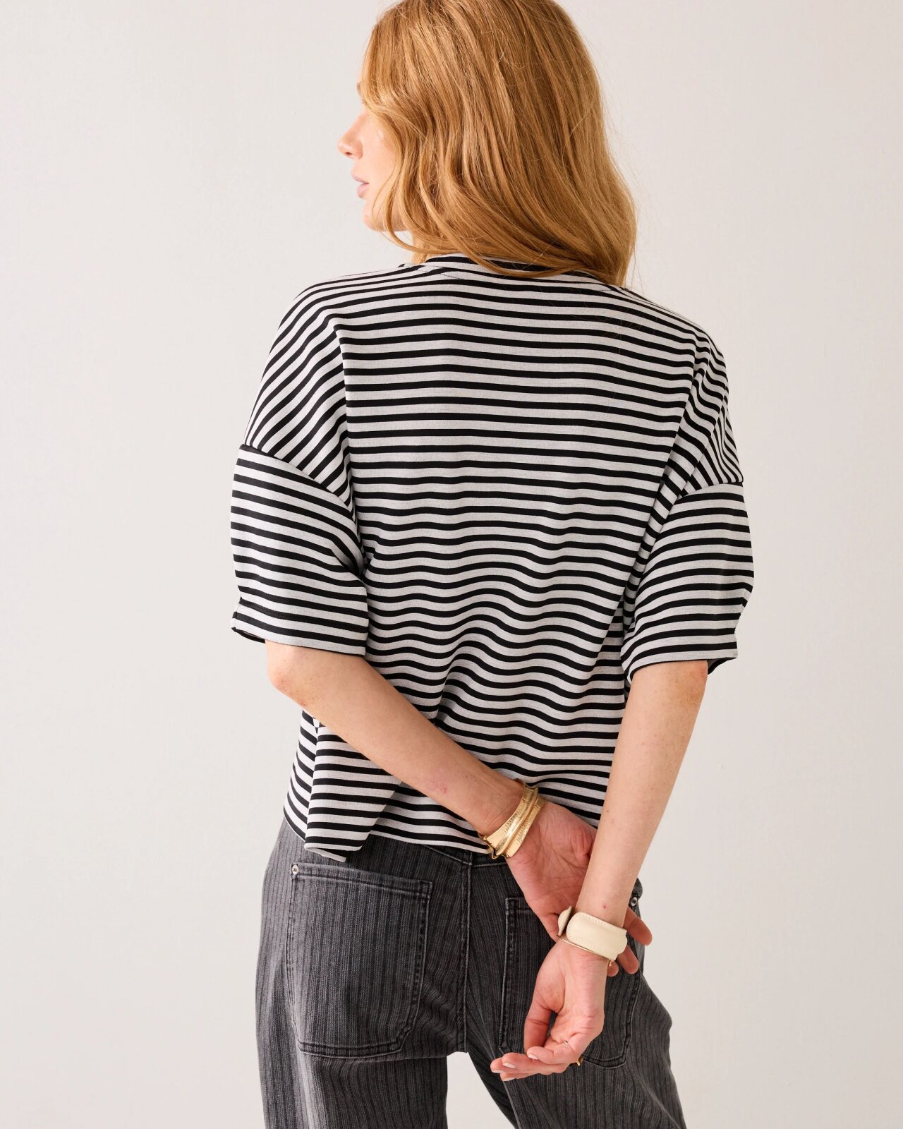 N.Y.A. | Summum T-Shirt Gestreiftes Oberteil schwarz weiß