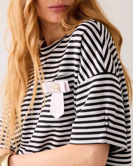 N.Y.A. | Summum T-Shirt Gestreiftes Oberteil schwarz weiß