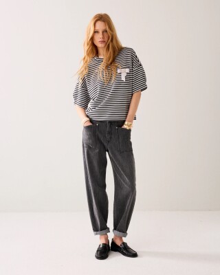 N.Y.A. | Summum T-Shirt Gestreiftes Oberteil schwarz...