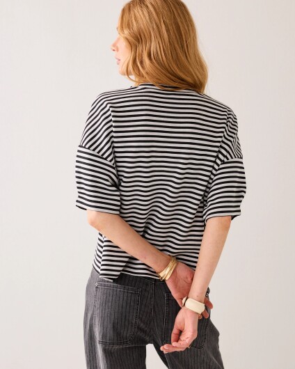 N.Y.A. | Summum T-Shirt Gestreiftes Oberteil schwarz weiß XS