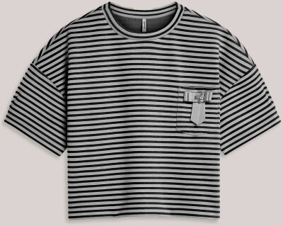 N.Y.A. | Summum T-Shirt Gestreiftes Oberteil schwarz weiß M