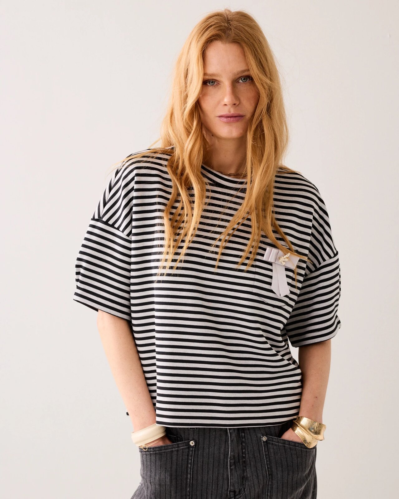 N.Y.A. | Summum T-Shirt Gestreiftes Oberteil schwarz weiß XXL