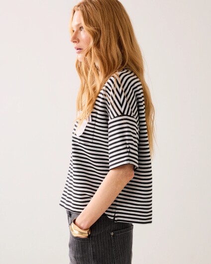 N.Y.A. | Summum T-Shirt Gestreiftes Oberteil schwarz weiß XL