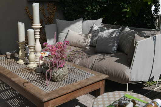 H.O.C.K. Lino-Leinen Outdoor Sitzkissen 40x40x5cm melange stone grau