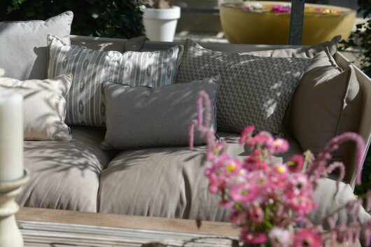 H.O.C.K. Lino-Leinen Outdoor Sitzkissen 40x40x5cm melange sand