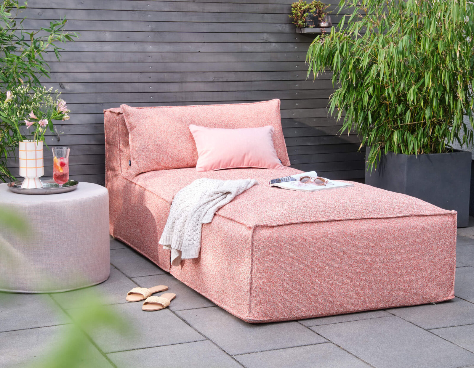H.O.C.K. Lino-Leinen Outdoor Sitzkissen 40x40x5cm melange berry