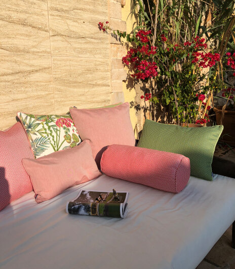 H.O.C.K. Lino-Leinen Outdoor Sitzkissen 50x50x5cm melange berry