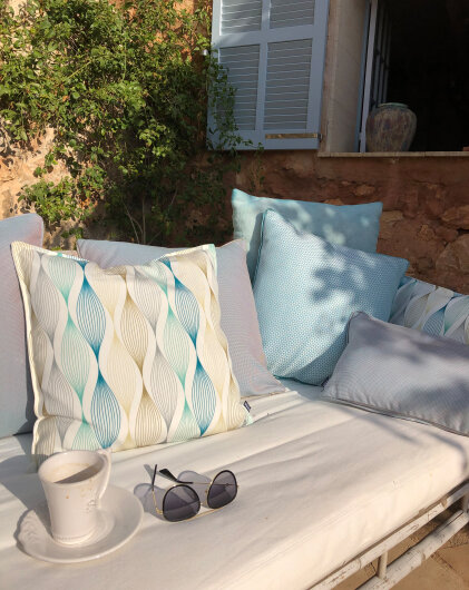 H.O.C.K. Lino-Leinen Outdoor Matratzenkissen 50x50x10cm melange stone grau