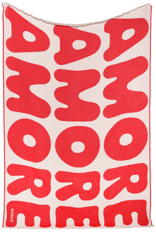 KLEKKS Baumwolldecke "AMORE" rot beige 140x200cm