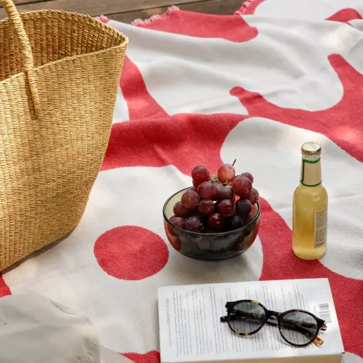 KLEKKS Baumwolldecke "AMORE" rot beige 140x200cm