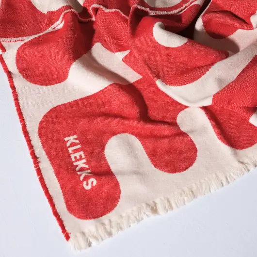 KLEKKS Baumwolldecke "AMORE" rot beige 140x200cm