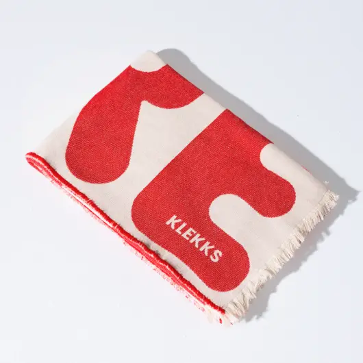 KLEKKS Baumwolldecke "AMORE" rot beige 140x200cm