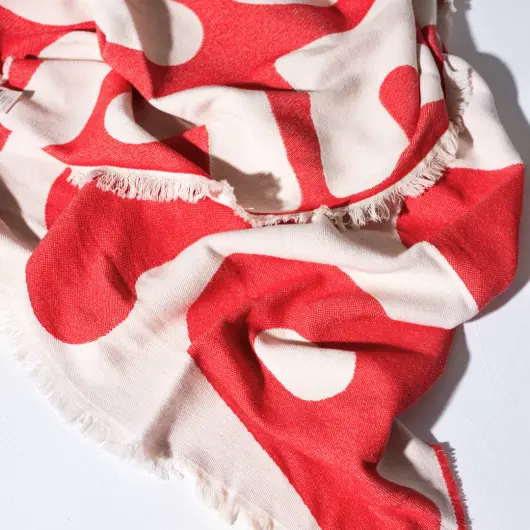 KLEKKS Baumwolldecke "AMORE" rot beige 140x200cm
