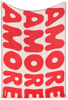 KLEKKS Baumwolldecke "AMORE" rot beige 140x200cm