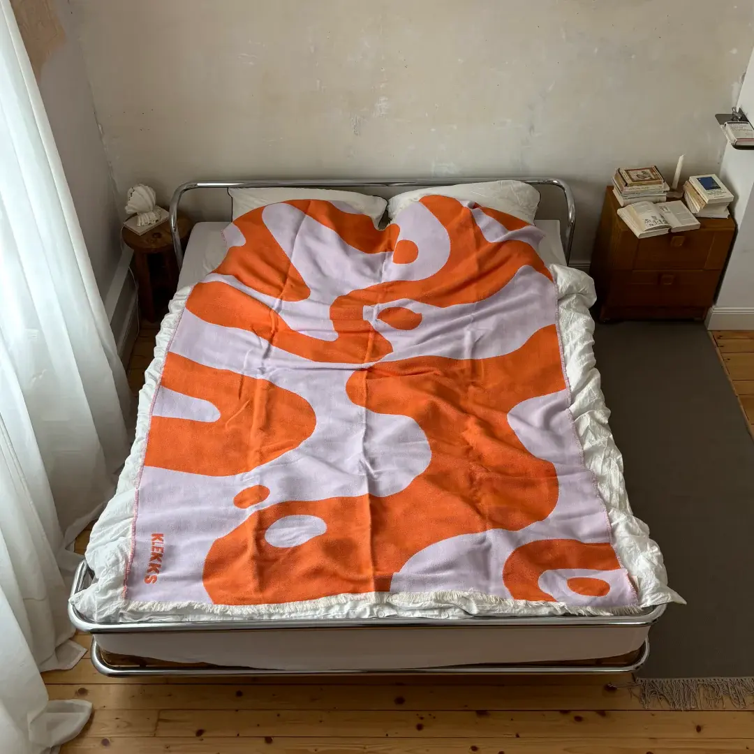 KLEKKS Baumwolldecke "GRAFIC" orange flieder140x200cm