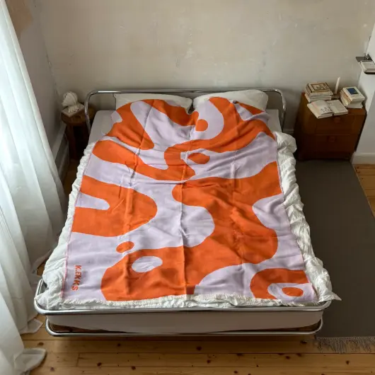 KLEKKS Baumwolldecke "GRAFIC" orange flieder140x200cm