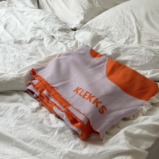 KLEKKS Baumwolldecke "GRAFIC" orange flieder140x200cm